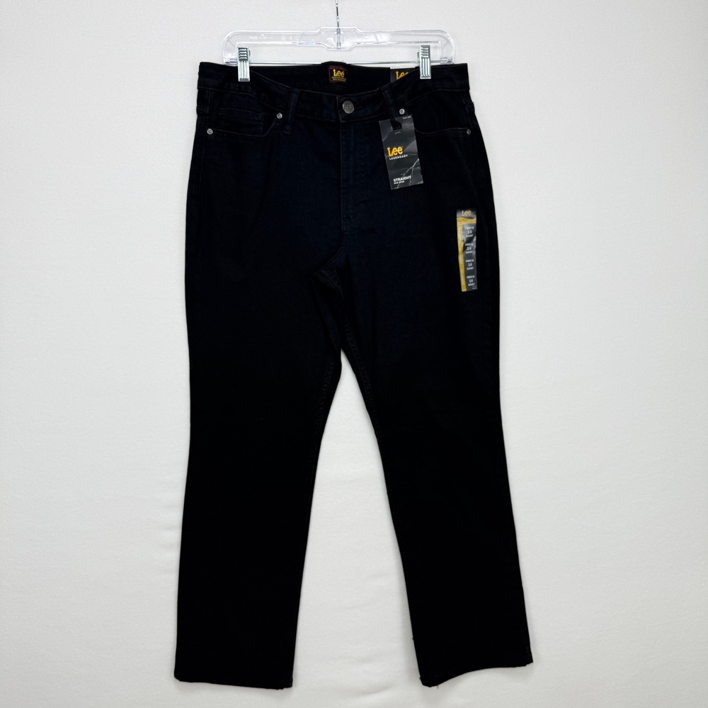 Lee Legendary Straight Leg Jeans Women 14 Short Black NWT Classic Denim Casual